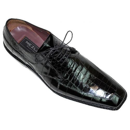 Mezlan "Blackwell" Black  Genuine Alligator/Eel Shoes